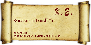 Kusler Elemér névjegykártya